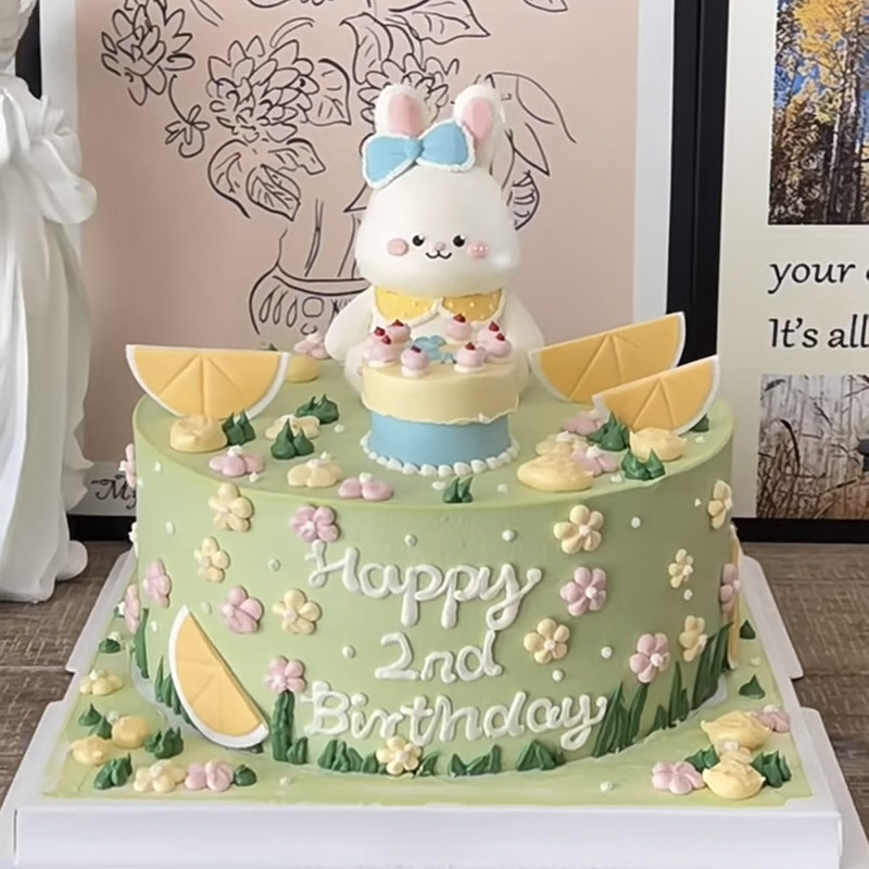 森系小兔子生日蛋糕装饰