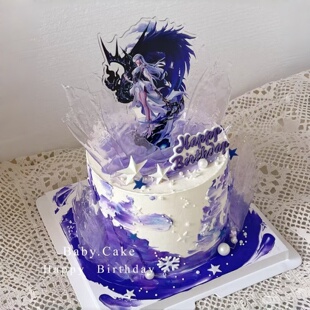 二次元动漫人物圣采儿生日蛋糕装饰亚克力立牌神印王座甜品台装饰