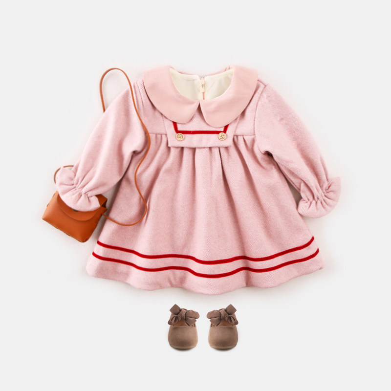 学院风加厚女宝宝连衣裙女童冬装女孩儿童装加绒2022新款秋冬裙子