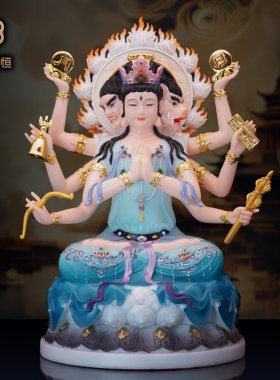 汉白玉斗姆元君神像众星之母彩绘南斗北斗星九皇之母家居供奉摆件