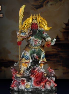 武财神九龙关公供奉神像关二爷摆件家用招财树脂公司店铺开业关羽
