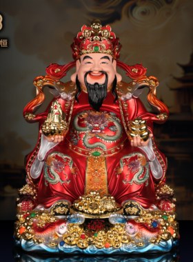 新款文财神爷真身财神爷供奉神像摆件家用店铺开业办公室范蠡比干