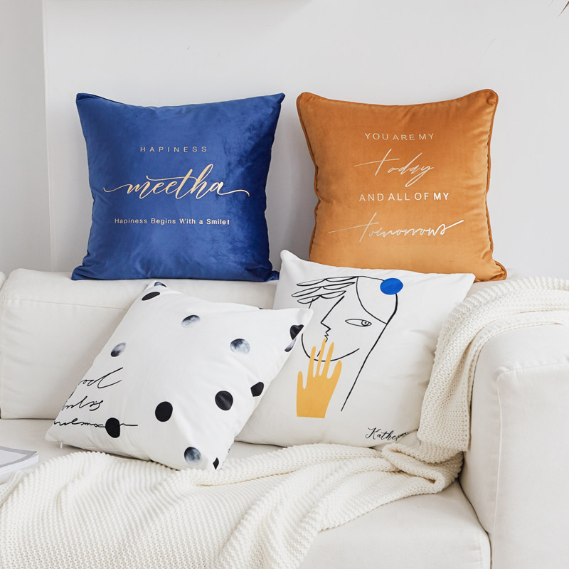 Pillowcase Northern Europe Simplicity personality Portrait Abstract Art Wave Gilding velvet Velvet Cushion Pillowcasein the Home Fabric , Pillow/Pillow  category - from Buy2taobao.com to provide professional Taobao agent buy service