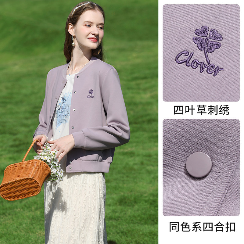 艾蓓怡通勤百搭圆领外套