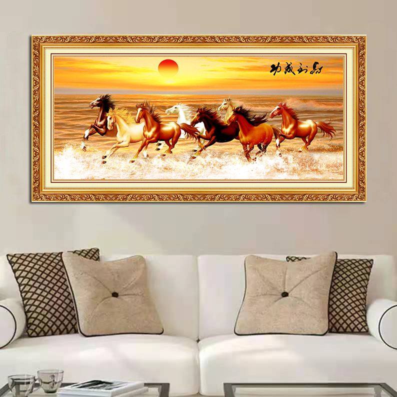 马到成功招财八骏图装饰画客厅自粘壁画八匹马玄关沙发墙贴画海报,家居饰品,现代装饰画,淘宝优惠券,粉丝福利购,淘宝优惠卷