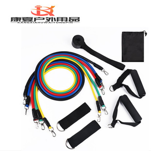 乳胶厂家直供多功能11件套拉力绳拉力器拉力带弹力绳健身套装训练