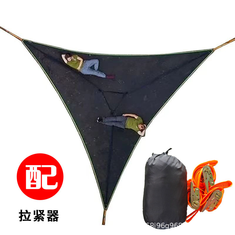 空中三角吊床户外野营树林防侧翻摇篮网吊床承重300KG同款