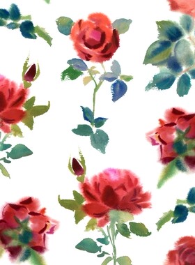 四方连续花型设计PSD TIF印花格式 素材  花朵手绘T1-96