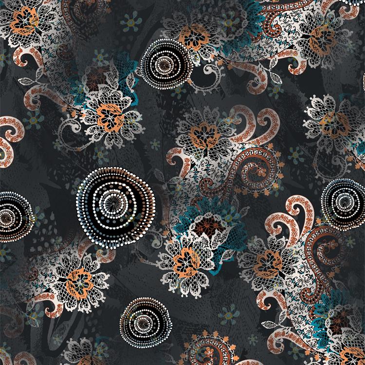 多图四方连续花型设计PSD TIF印花手绘民族风T38-35