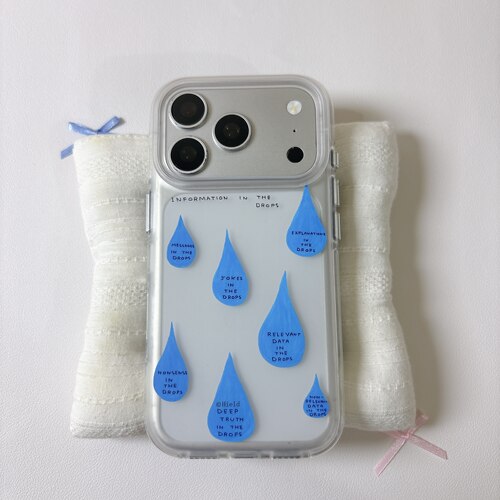 ins油画肌理雨滴英文磨砂圆边双层适用苹果17promax手机壳iPhone16新款保护套15 /14/13全包硅胶防摔日韩