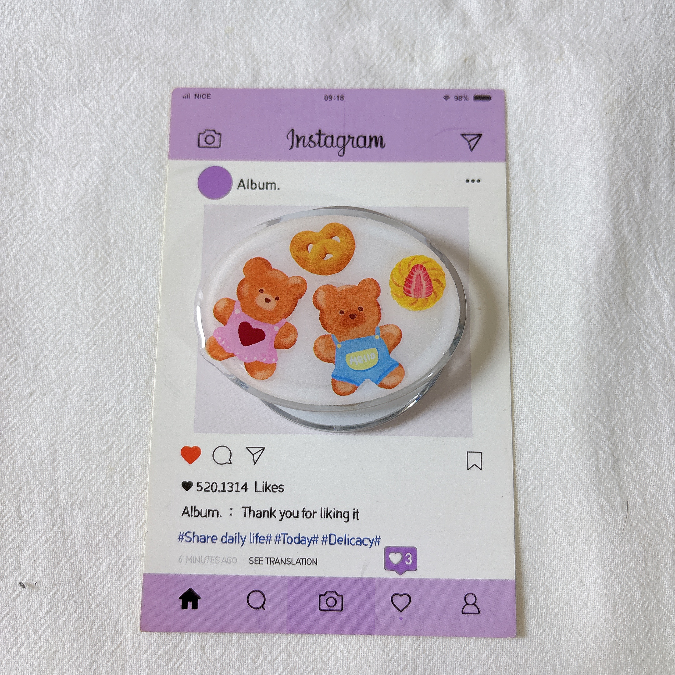 可爱爱心小熊适用MagSafe手机磁吸懒人伸缩气囊支架强力吸附女