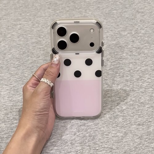 ins简约磨砂拼色波点圆边双层适用苹果17promax手机壳iPhone16新款保护套15 /14/13全包硅胶防摔日韩