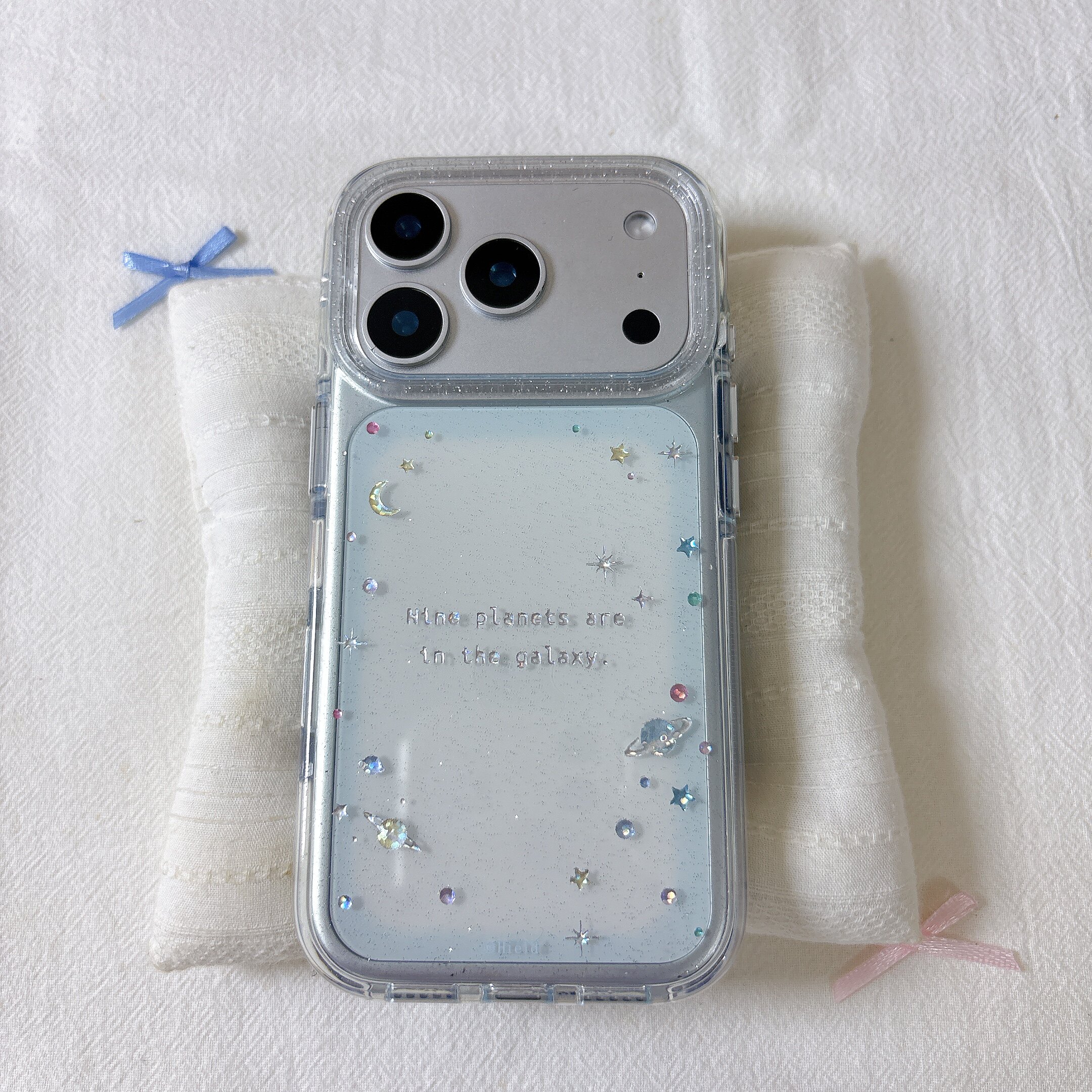 ins闪片炫彩星球圆边双层适用苹果17promax手机壳iPhone16新款保护套15 /14/13全包硅胶防摔日韩小众