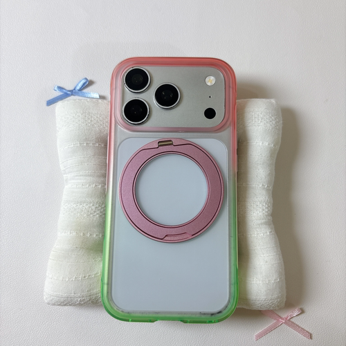 ins渐变粉绿色气囊壳适用苹果18promax手机壳iPhone17新款保护套16/15/14全包硅胶防摔日韩