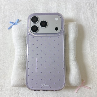 ins满屏紫色小波点圆边双层适用苹果17promax手机壳iPhone16新款保护套15 /14/13全包硅胶防摔日韩