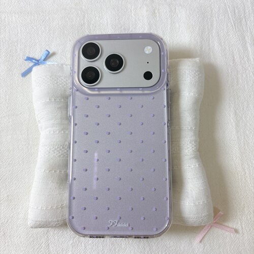 ins满屏紫色小波点圆边双层适用苹果17promax手机壳iPhone16新款保护套15 /14/13全包硅胶防摔日韩