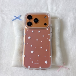 13全包硅胶防摔日韩 保护套15 简约ins磨砂白色小星星圆边双层适用苹果17promax手机壳iPhone16新款