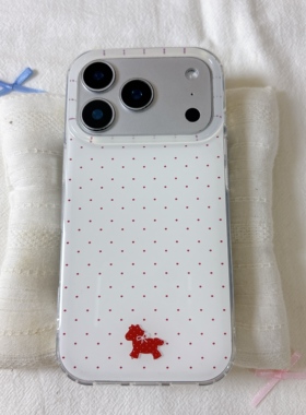 ins满屏红色小波点小马圆边双层适用苹果17promax手机壳iPhone16新款保护套15 /14/13全包硅胶防摔日韩