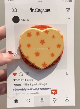 黄底橙色星星适用MagSafe手机磁吸懒人伸缩气囊支架强力吸附女