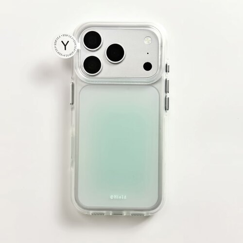 ins透明薄荷绿晕染磨砂圆边双层适用苹果17promax手机壳iPhone16新款保护套15 /14/13全包硅胶防摔日韩