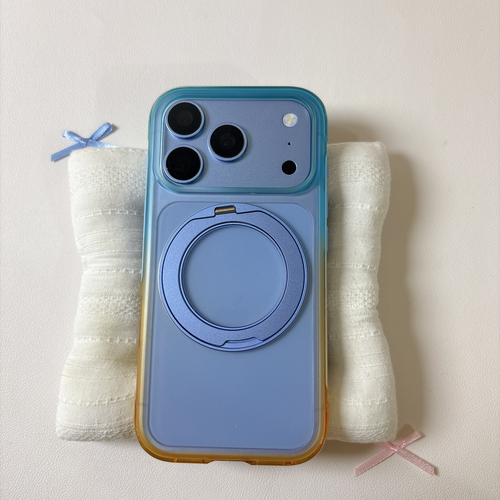 ins渐变蓝橙色气囊壳适用苹果18promax手机壳iPhone17新款保护套16/15/14全包硅胶防摔日韩