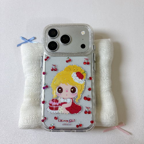 可爱满屏樱桃小玉圆边双层适用苹果18promax手机壳iPhone17新款保护套16/15/14全包硅胶防摔日韩