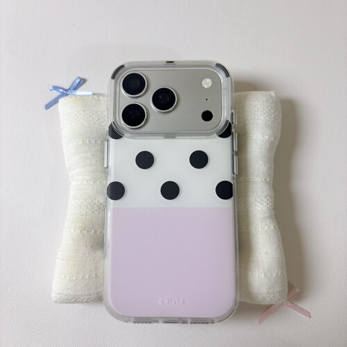 ins简约磨砂拼色波点圆边双层适用苹果17promax手机壳iPhone16新款保护套15 /14/13全包硅胶防摔日韩