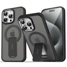 磁性手机壳适用于iPhone 16 15 14 11 12 13 Pro Max Plus 手机折叠隐形支架防摔支持无线充电多功能肤感磨砂