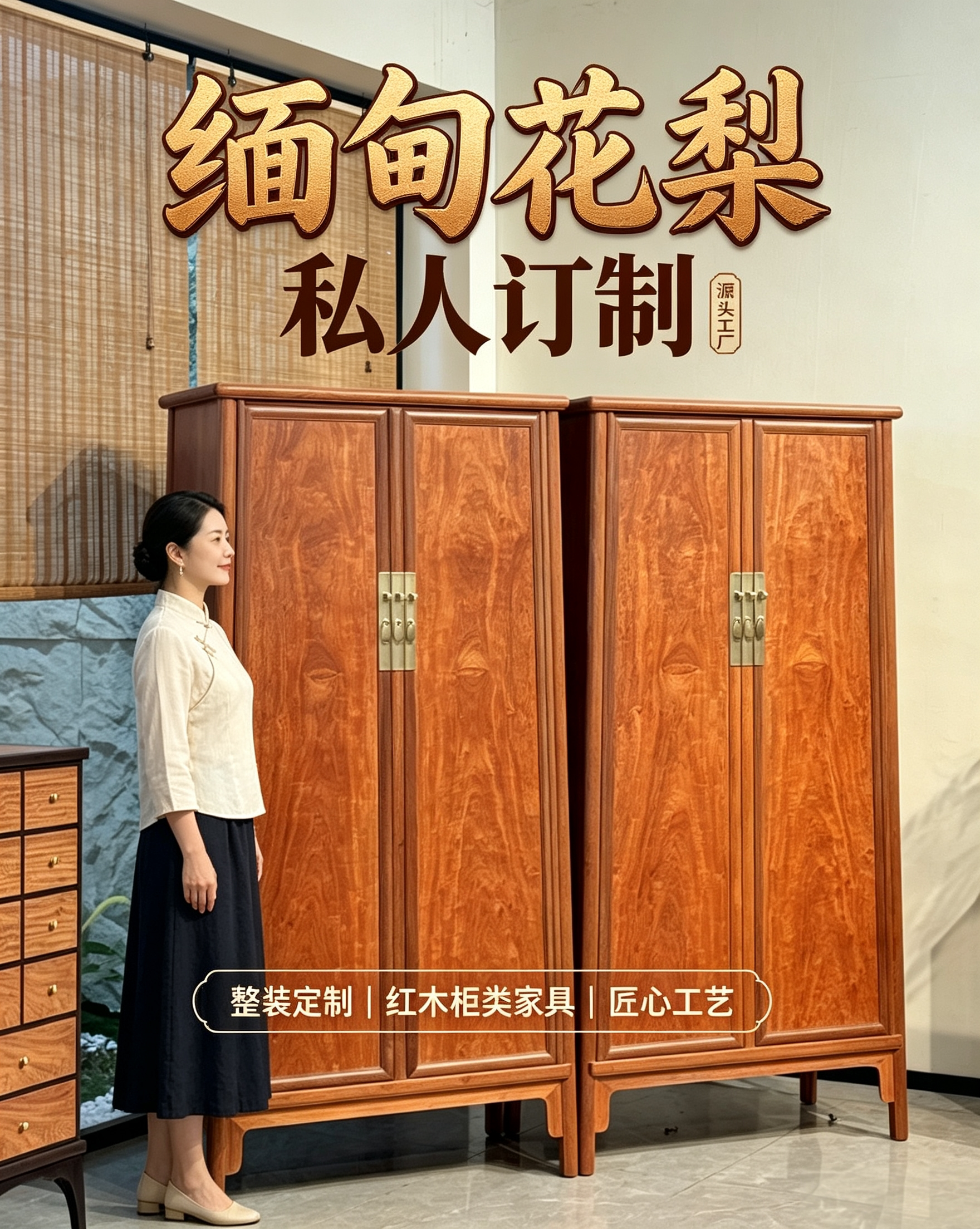 红木家具缅甸花梨明式素面全方位独板圆角柜茶室茶叶柜衣柜储物柜