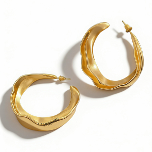 重磅 复古金色纹理夸张半c大耳圈耳环耳钉女ins港风百搭气质新品