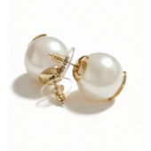 包邮 大珍珠耳钉耳夹合集cJennie新品 复古百搭气质 中古ins风黑白豆