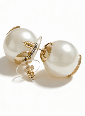 大珍珠耳钉耳夹合集cJennie新品复古百搭气质包邮中古ins风黑白豆