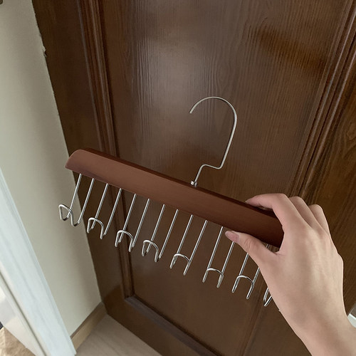 高级木质多钩子吊带衣架多功能领带架家用宿舍橱柜收纳挂包晾衣架