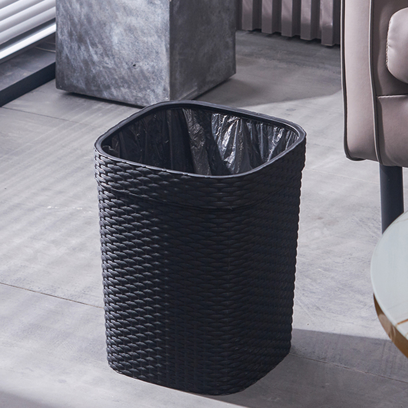仿藤编垃圾桶家用高档轻奢大容量厕所卫生间客厅创意压圈厨房纸篓