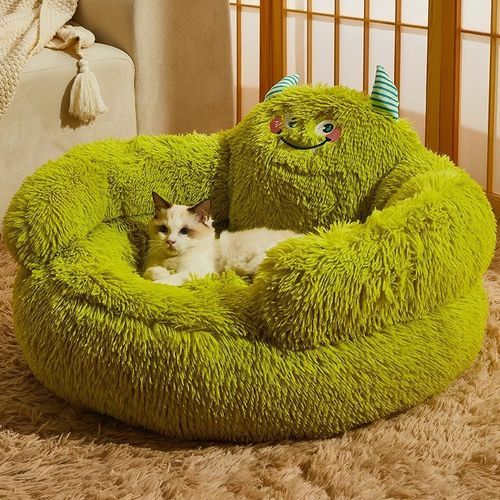 长毛绒猫窝冬天保暖加厚怪兽床狗窝冬季宠物雪怪家族猫沙发