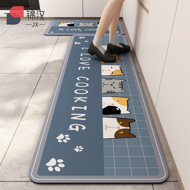 厨房地垫防滑防油防水硅藻泥厨房专用吸水地垫防污可擦免洗脚垫