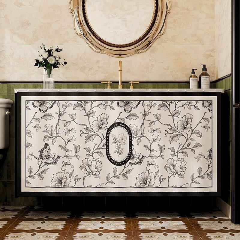 化妆室浴室柜帘子遮挡帘防水洗手间柜子遮丑挂布魔术贴整体橱柜遮,居家布艺,门帘,淘宝优惠券,粉丝福利购,淘宝优惠卷