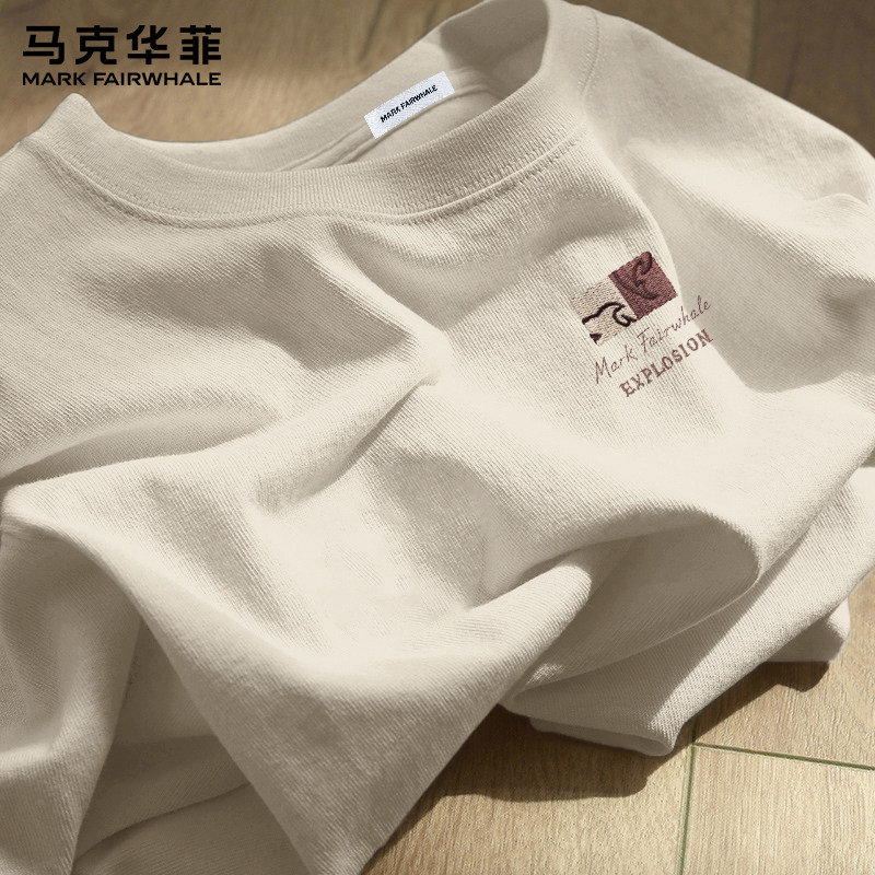 马克华菲2026新款纯棉短袖t恤男士印花圆领套头宽松休闲潮牌上衣