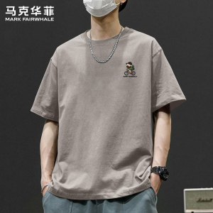 马克华菲纯棉宽松印花短袖T恤男