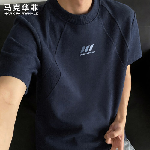 马克华菲男士插肩拼接短袖T恤