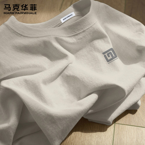 马克华菲纯棉宽松印花短袖T恤男