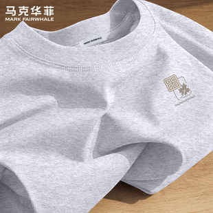 马克华菲新款夏季纯棉圆领短袖t恤男士花灰印花套头休闲潮牌衣服