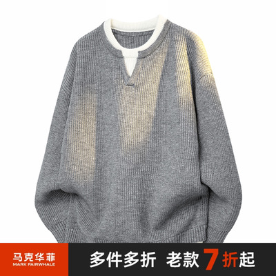 马克华菲休闲百搭针织衫毛衣男士