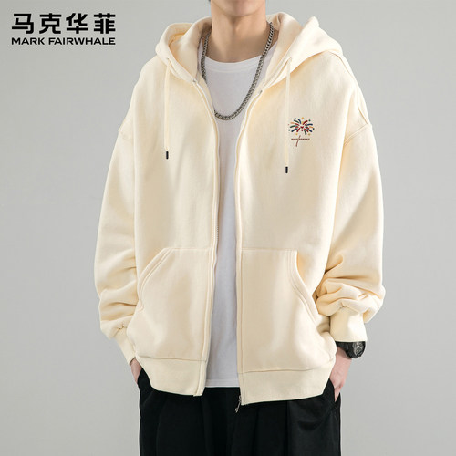 马克华菲秋季连帽开衫卫衣外套男
