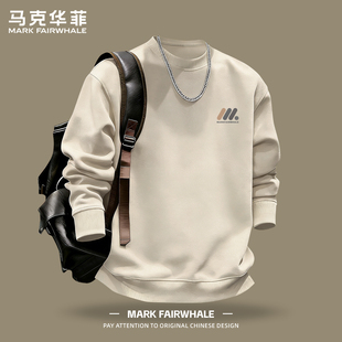 马克华菲圆领无帽卫衣男士潮帅气时髦上衣宽松舒适长袖2026新款春