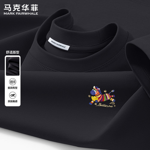 马克华菲纯棉宽松印花短袖T恤