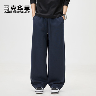男士 高街运动长裤 秋冬季 美式 子 新款 马克华菲纯色百搭休闲直筒卫裤