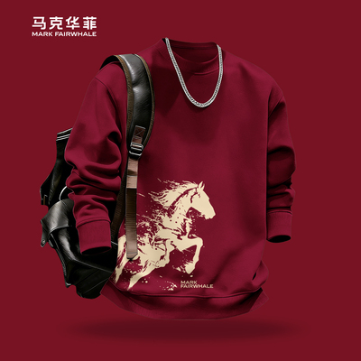 马克华菲马年限定国潮印花卫衣男