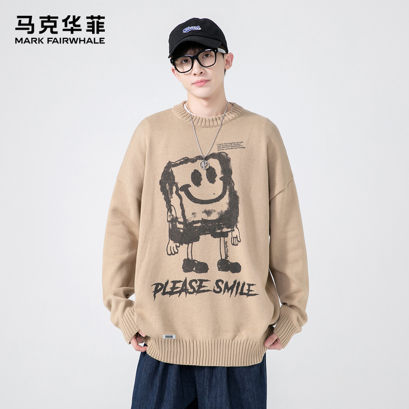 马克华菲圆领毛衣休闲宽松针织衫