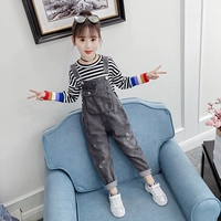 Quần yếm denim mùa thu cho bé gái 2019 mới cho bé gái mùa thu nước ngoài trong bộ đồ bé trai hai mảnh - Quần jean kinh doanh quần áo trẻ em